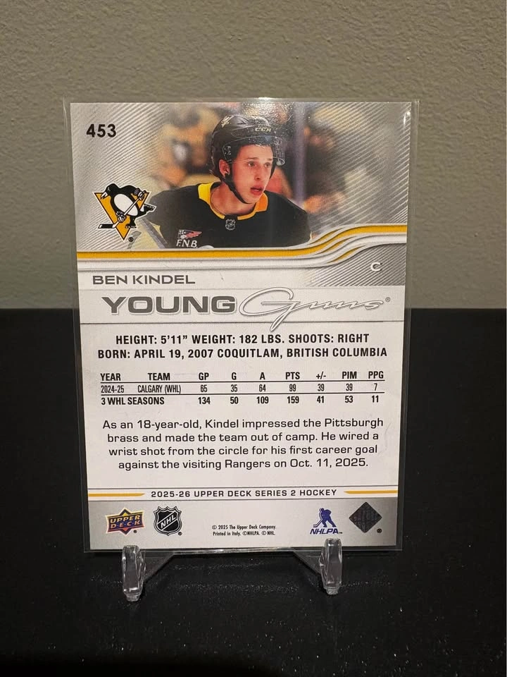 Ben Kindel Upper Deck Young Guns & UD Canvas Hockey Cards - photo 4