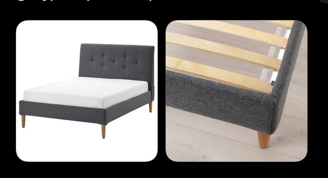 IKEA Bed Frame with Upholstered Headboard - photo 4