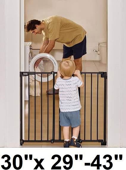 NEW BABELIO Baby/Dog Gate 30" x 29-43" - Black