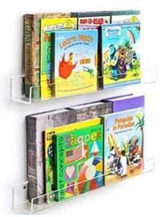 2 pc. Clear acrylic bookshelf rails