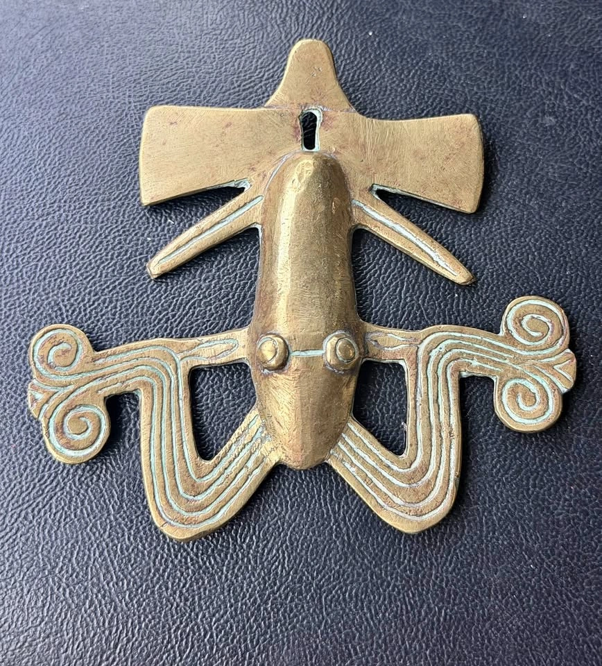 Vintage Brass Tairona Style Frog Pendant