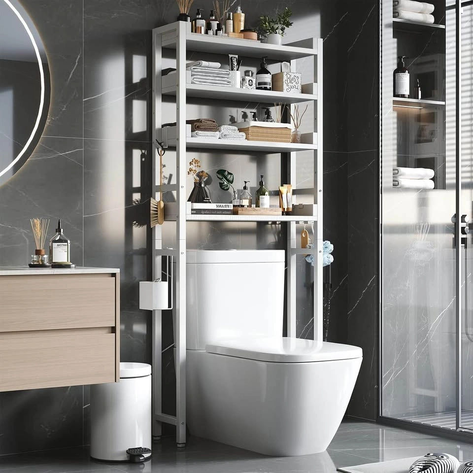 AS-IS White Over-The-Toilet Bathroom Storage Unit