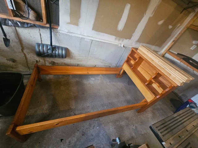 Wooden Bed Frame With Shelf Headboard - photo 3