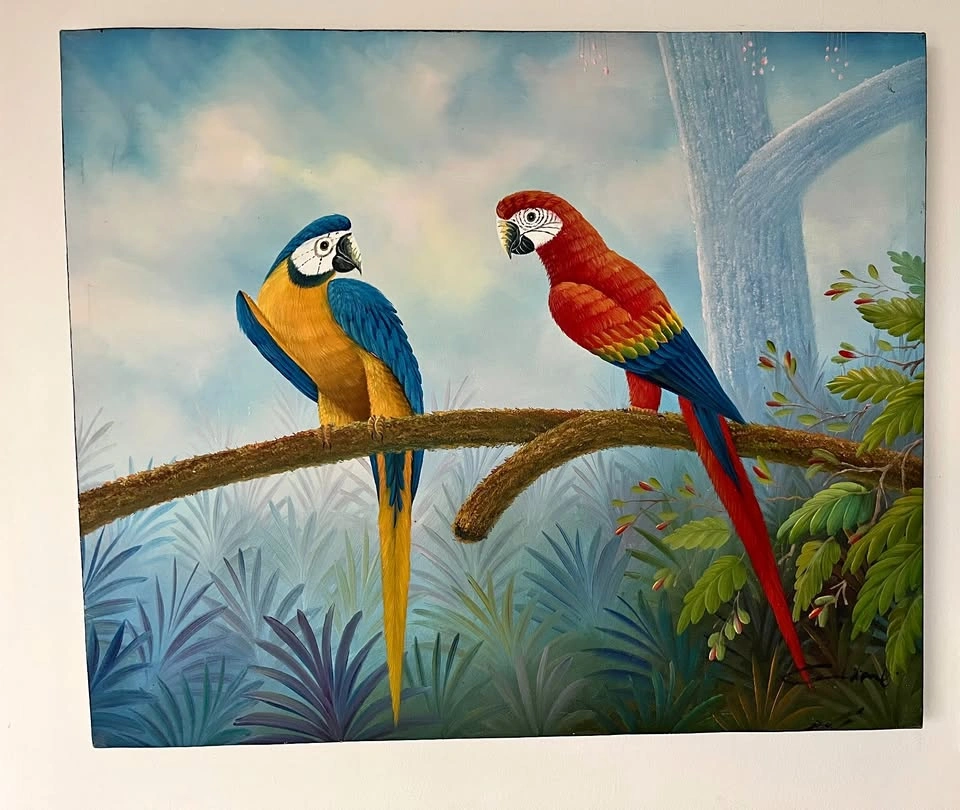 Vibrant Tropical Macaws Painting