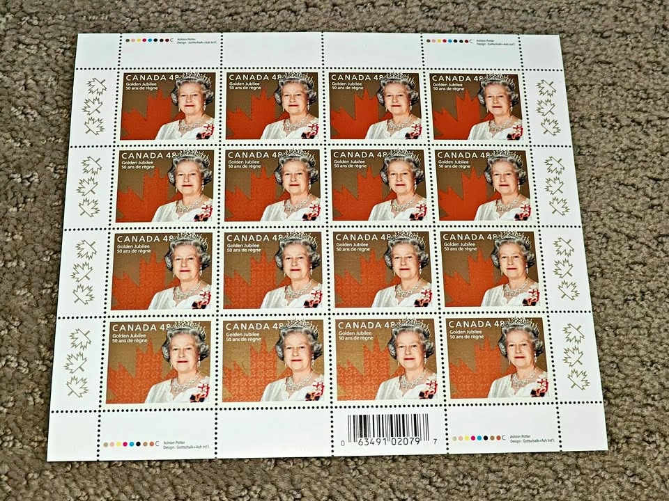 Golden Jubilee Stamp Pane - Queen Elizabeth II 50th Anniversary