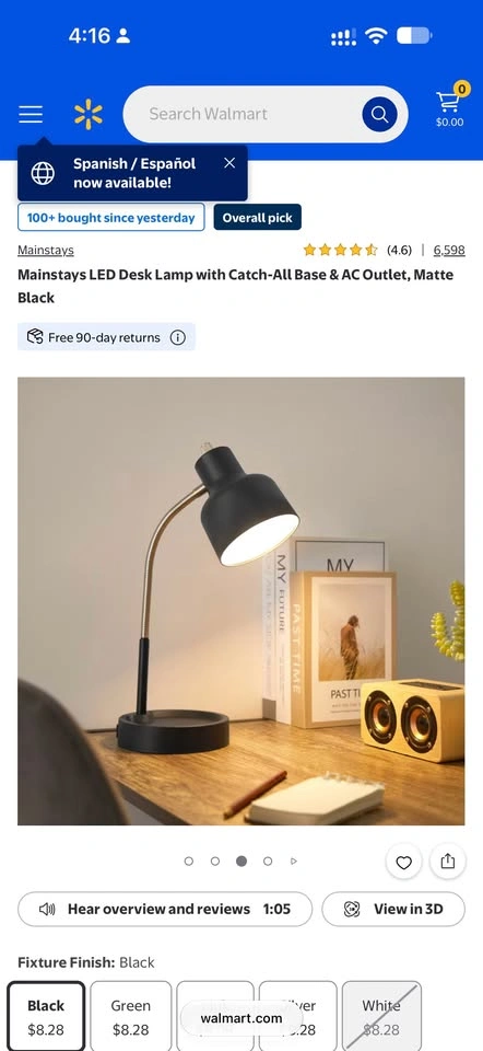 Mainstays LED Desk Lamp with AC Outlet (Matte Black) - photo 4