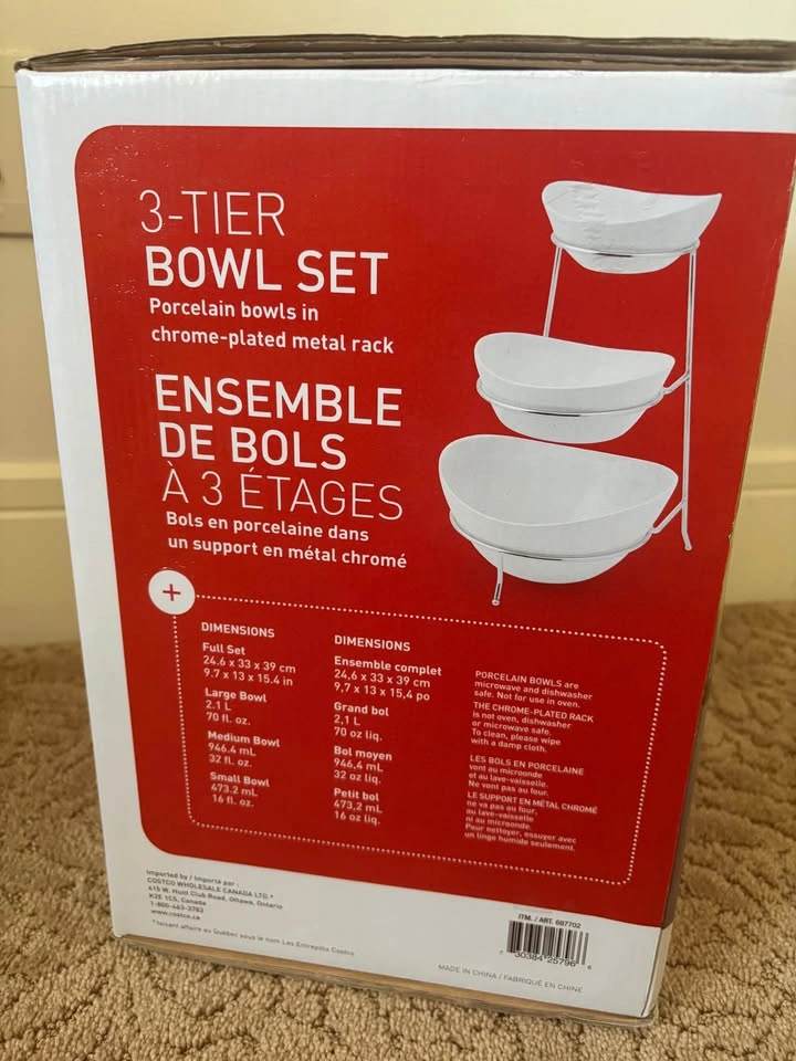 3-Tier Bowl Set with Chrome-Plated Metal Rack - photo 3