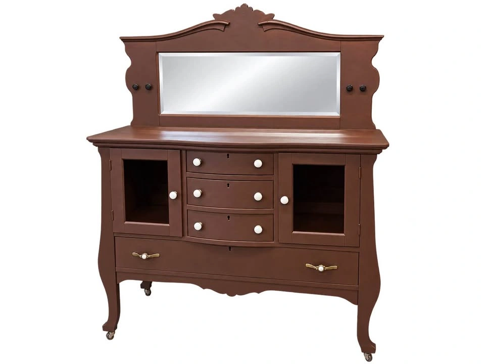 Early 1900s Solid Maple Antique Buffet / Sideboard with Mirror - photo 2
