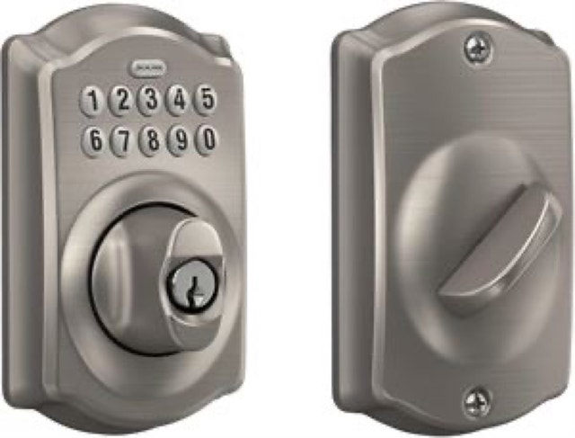 Schlage Keypad Deadbolt (Camelot, Satin Nickel) - Install +$80