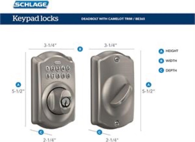 Schlage Keypad Deadbolt (Camelot, Satin Nickel) - Install +$80 - photo 4