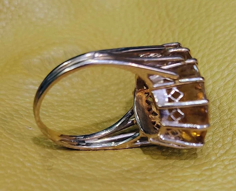 18K GOLD RING WITH LARGE CITRINE GEMSTONE 20X15X6 MM - photo 2