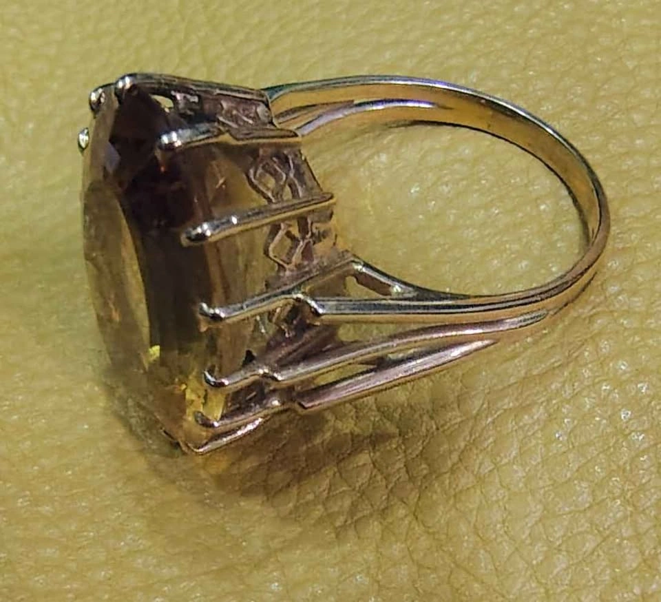 18K GOLD RING WITH LARGE CITRINE GEMSTONE 20X15X6 MM - photo 3