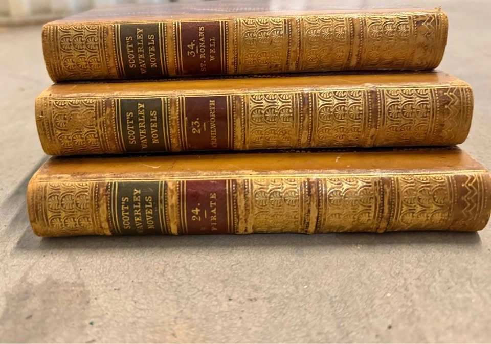 Antique Leather Bound Sir Walter Scott's Waverley Novels 23, 24