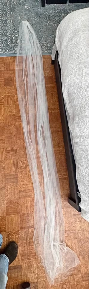 White Tulle Cathedral Wedding Veil with Comb