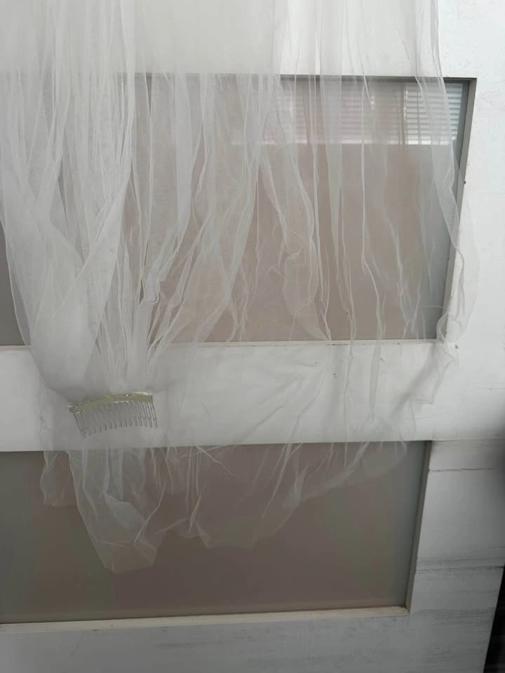 White Tulle Cathedral Wedding Veil with Comb - photo 2