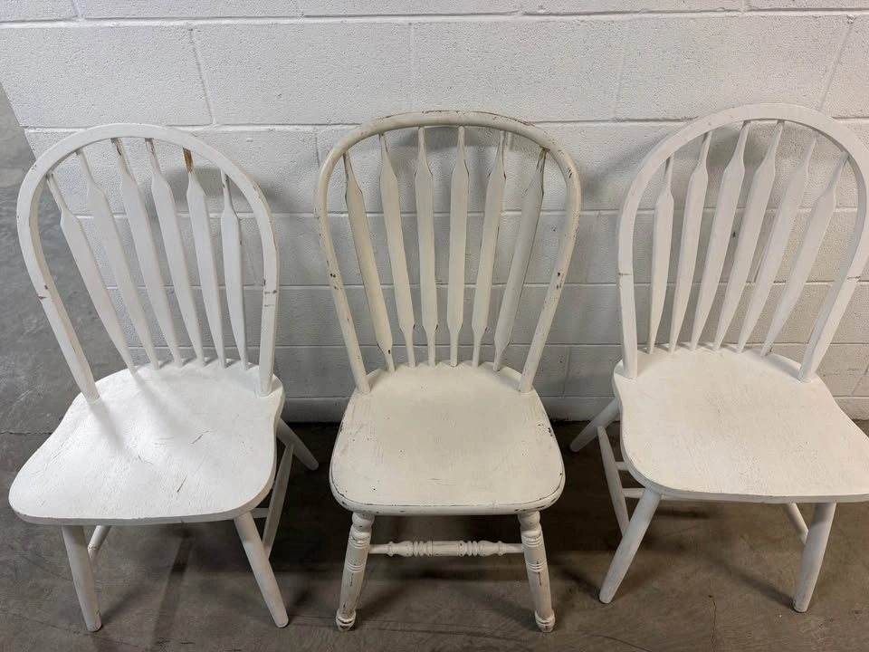 Antique White Farmhouse Windsor Dining Chairs - photo 2