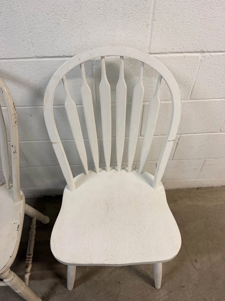 Antique White Farmhouse Windsor Dining Chairs - photo 4