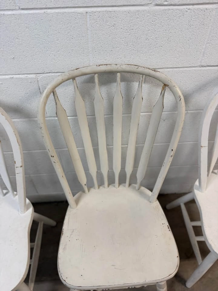 Antique White Farmhouse Windsor Dining Chairs - photo 5