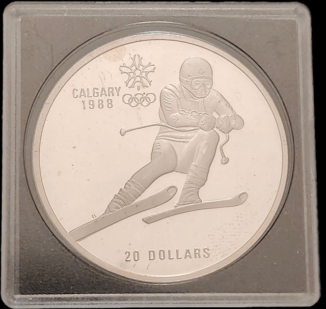 Silver 1988 Calgary Olympic $20 Piece, Royal Canadian Mint