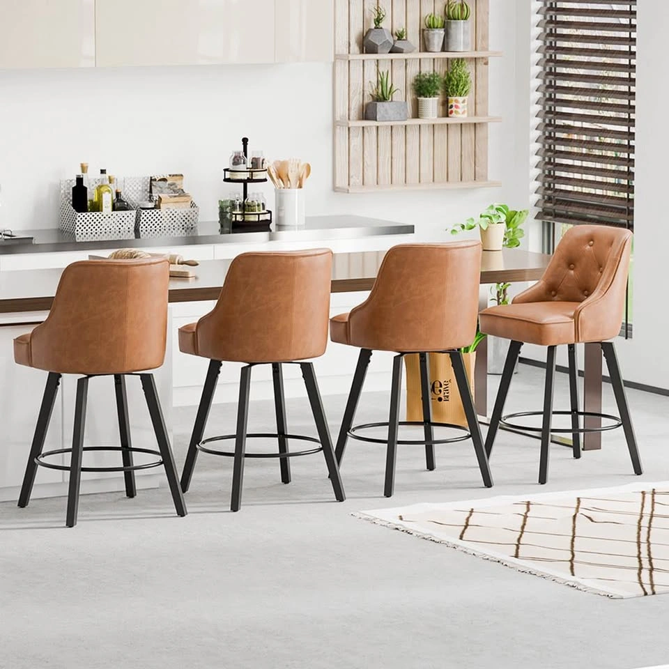 NEW Leather Swivel Kitchen Island Chairs - Set of 2 - photo 2