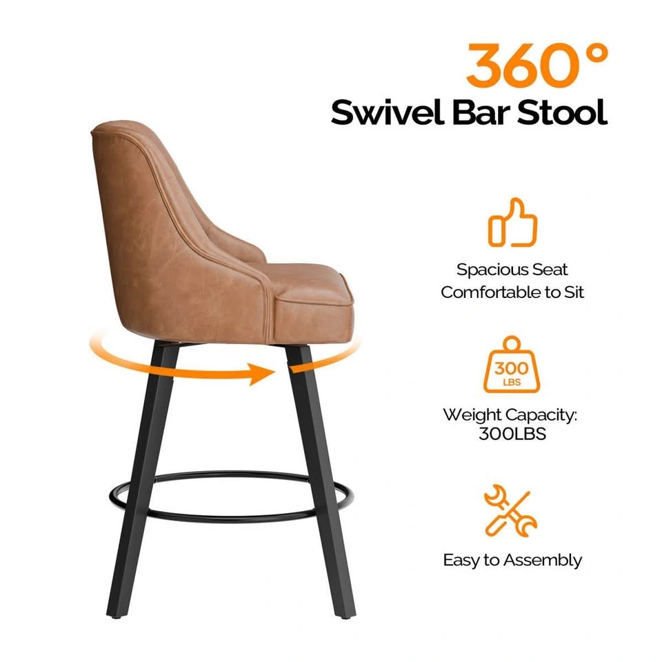 NEW Leather Swivel Kitchen Island Chairs - Set of 2 - photo 5