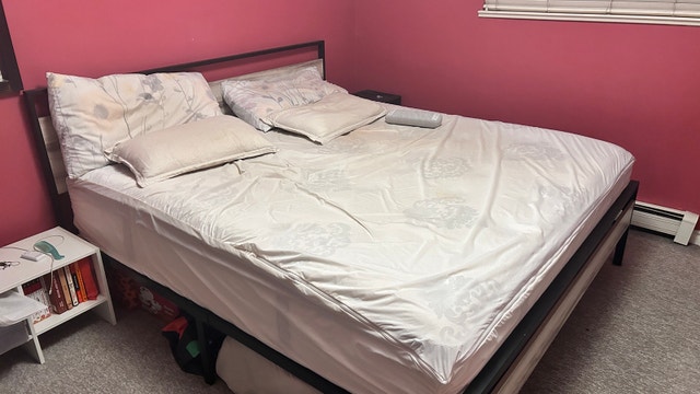 King Size Mattress + Wooden Bed Frame + Single Mattress