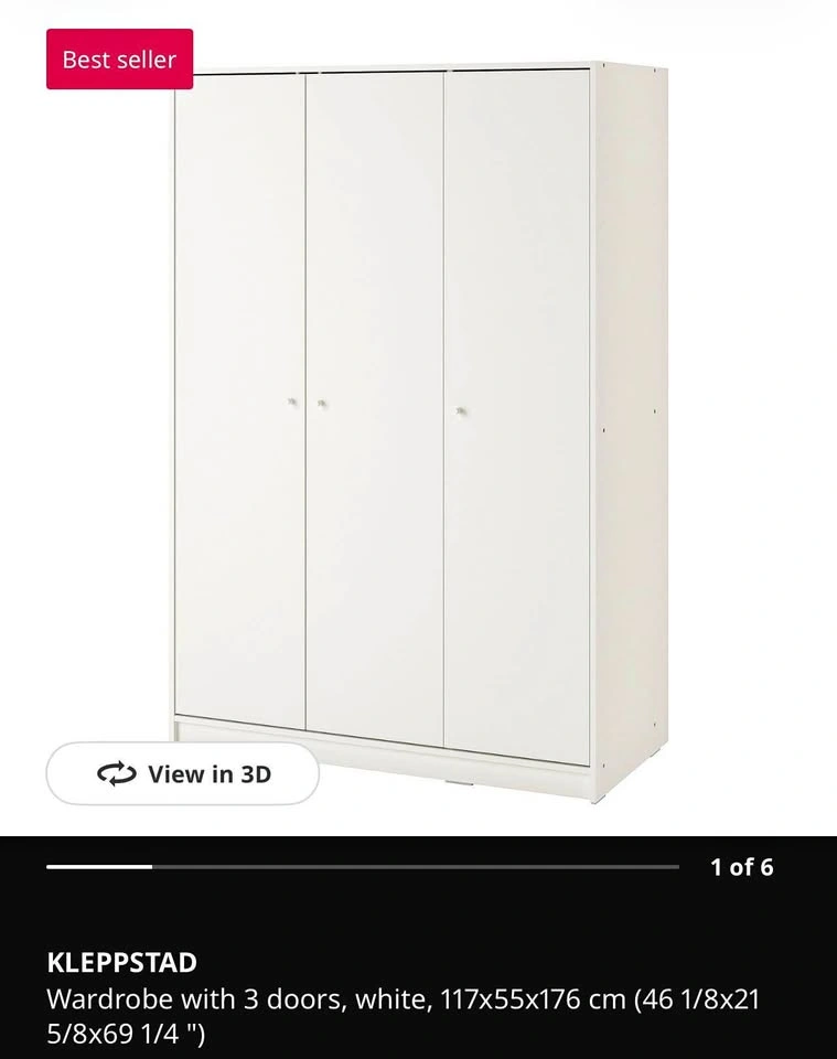 IKEA KLEPPSTAD 3 door Wardrobe