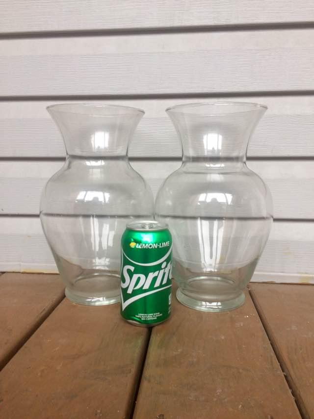 Pair Of Wide Bottom Glass Vases - 11” Tall - photo 3