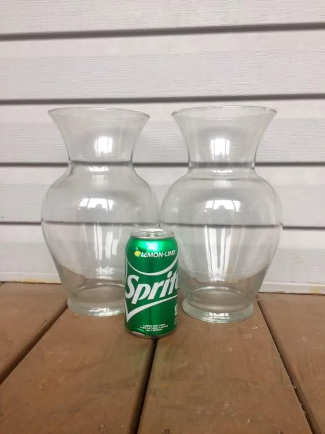 Pair Of Wide Bottom Glass Vases - 11” Tall image indicator(3)