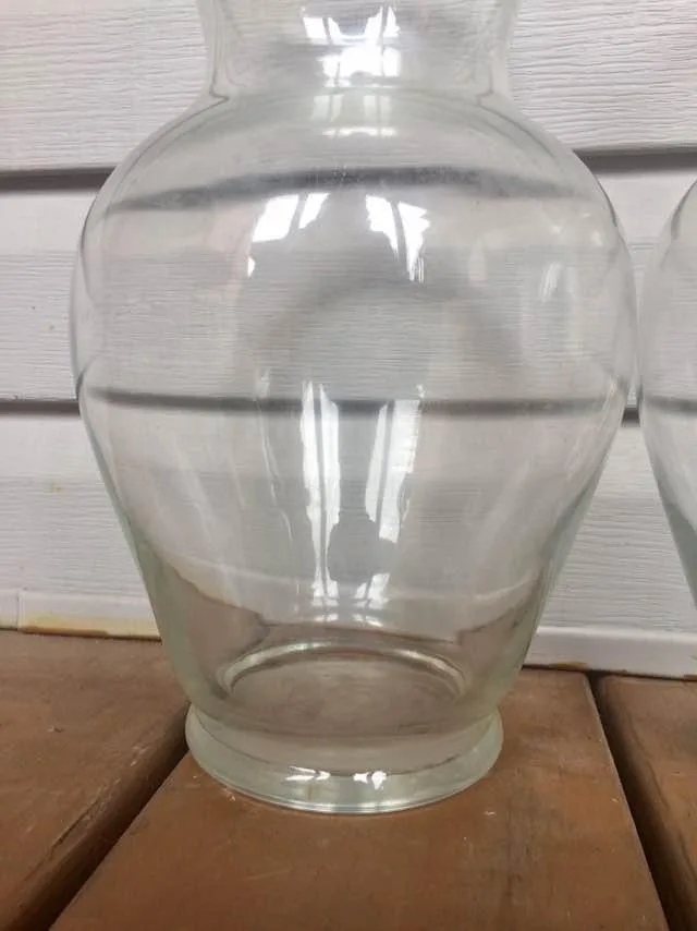 Pair Of Wide Bottom Glass Vases - 11” Tall image indicator(5)