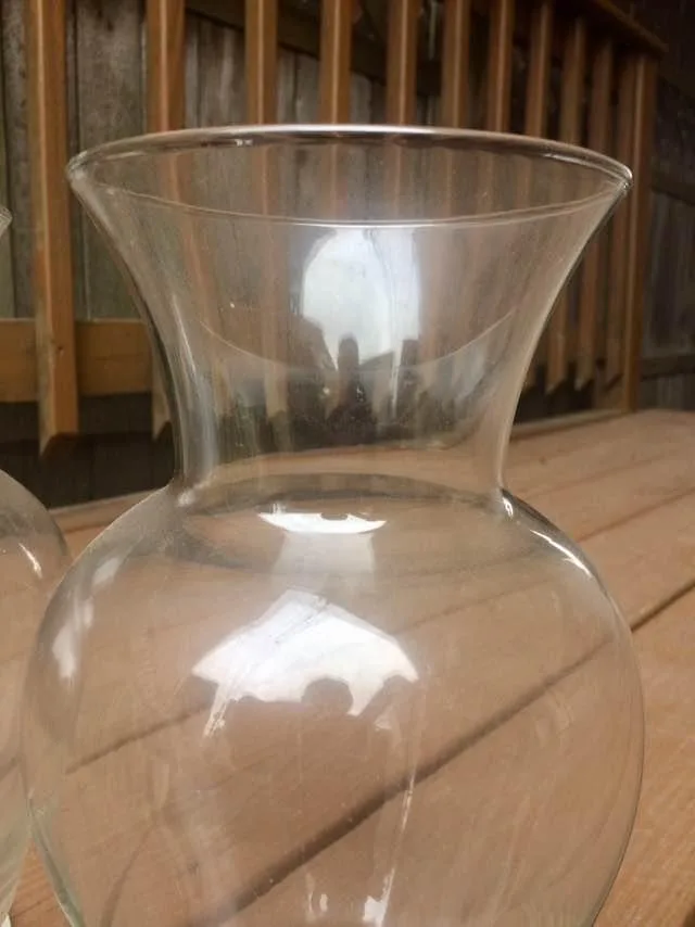 Pair Of Wide Bottom Glass Vases - 11” Tall image indicator(6)
