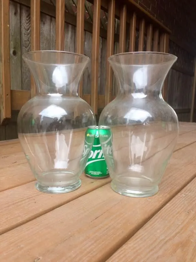 Pair Of Wide Bottom Glass Vases - 11” Tall image indicator(8)