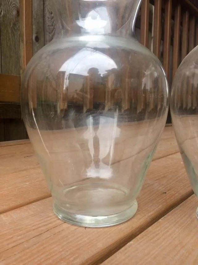 Pair Of Wide Bottom Glass Vases - 11” Tall image indicator(10)