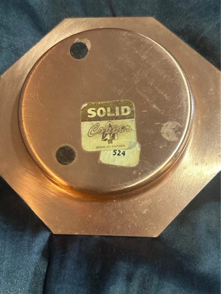Vintage Solid Copper and Glass Ashtray Made in Canada - photo 3