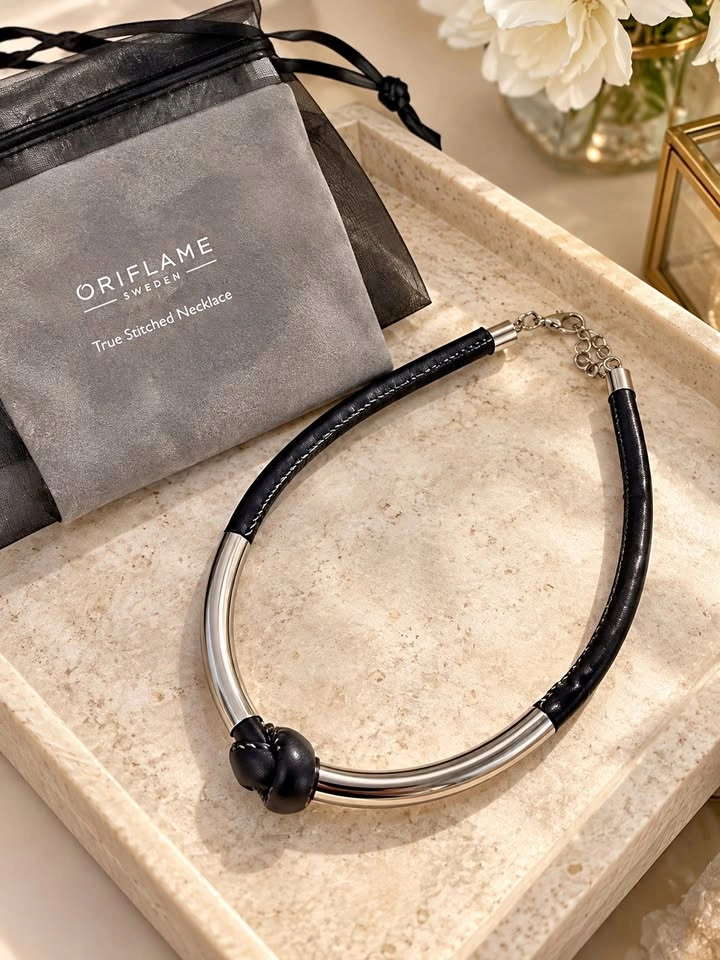 NEW Authentic Oriflame Sweden Statement Necklace – Black & Silve