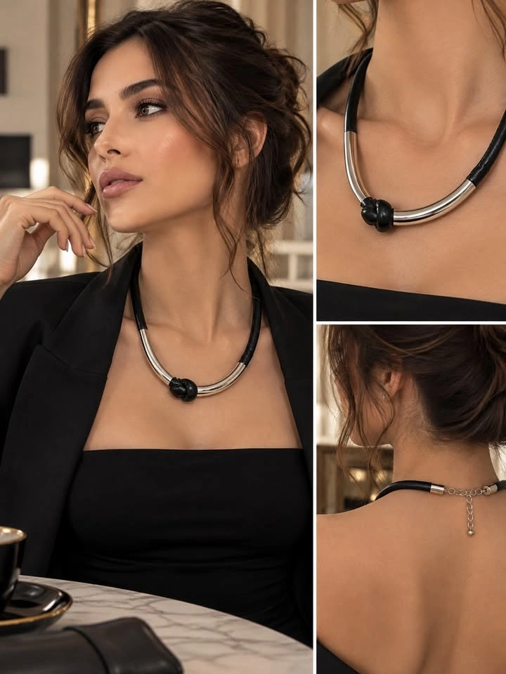 NEW Authentic Oriflame Sweden Statement Necklace – Black & Silve - photo 2
