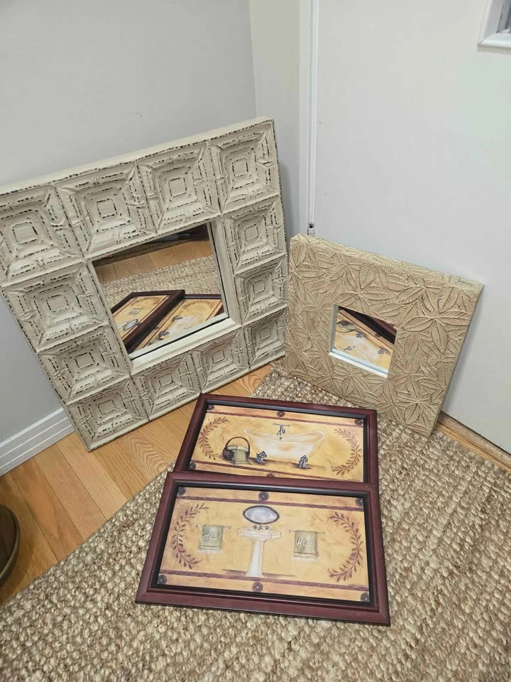 4-Piece Home Decor Bundle – Mirrors & Framed Bathroom Wall Art
