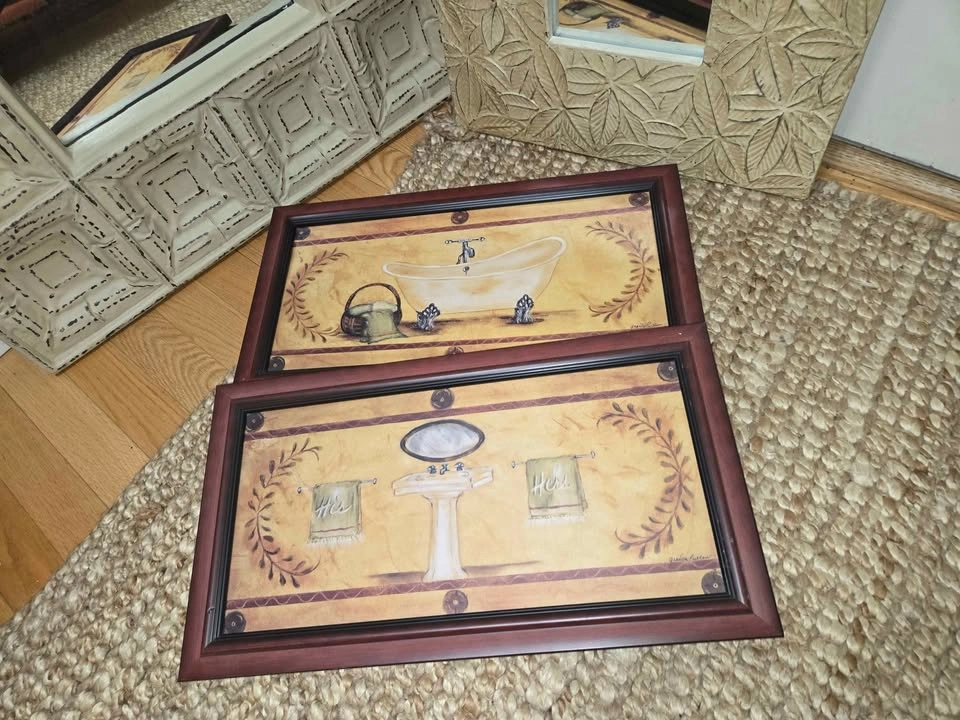 4-Piece Home Decor Bundle – Mirrors & Framed Bathroom Wall Art - photo 4