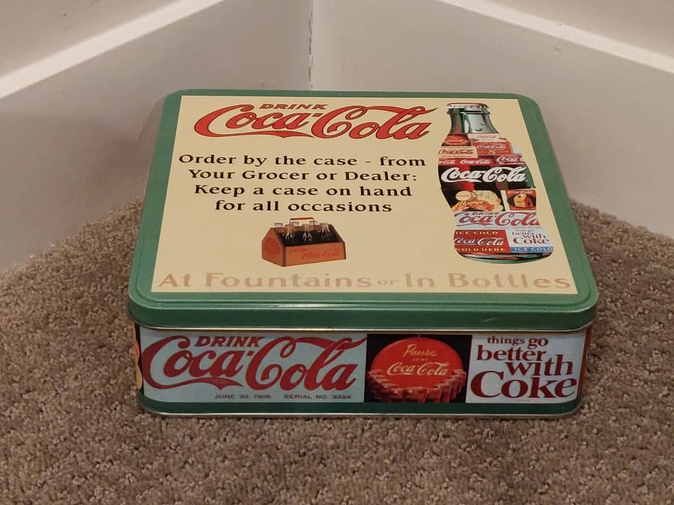 Coca-Cola Metal Collector Tin Box - "At Fountains or In Bottles" - photo 3