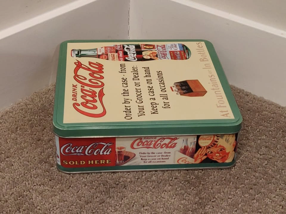 Coca-Cola Metal Collector Tin Box - "At Fountains or In Bottles" - photo 4