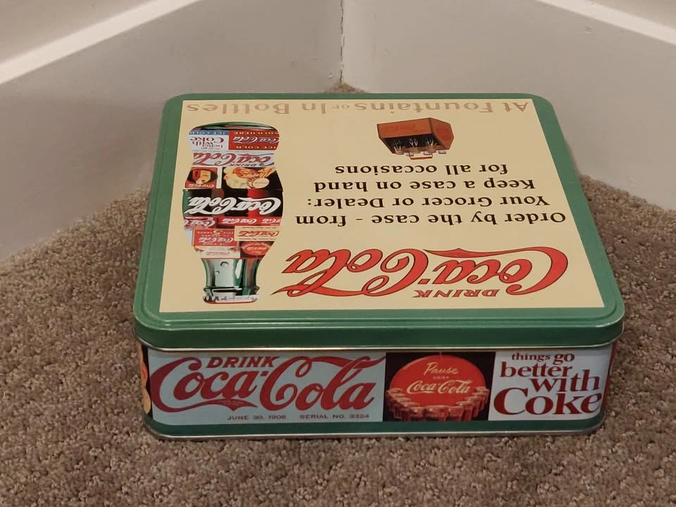 Coca-Cola Metal Collector Tin Box - "At Fountains or In Bottles" - photo 5