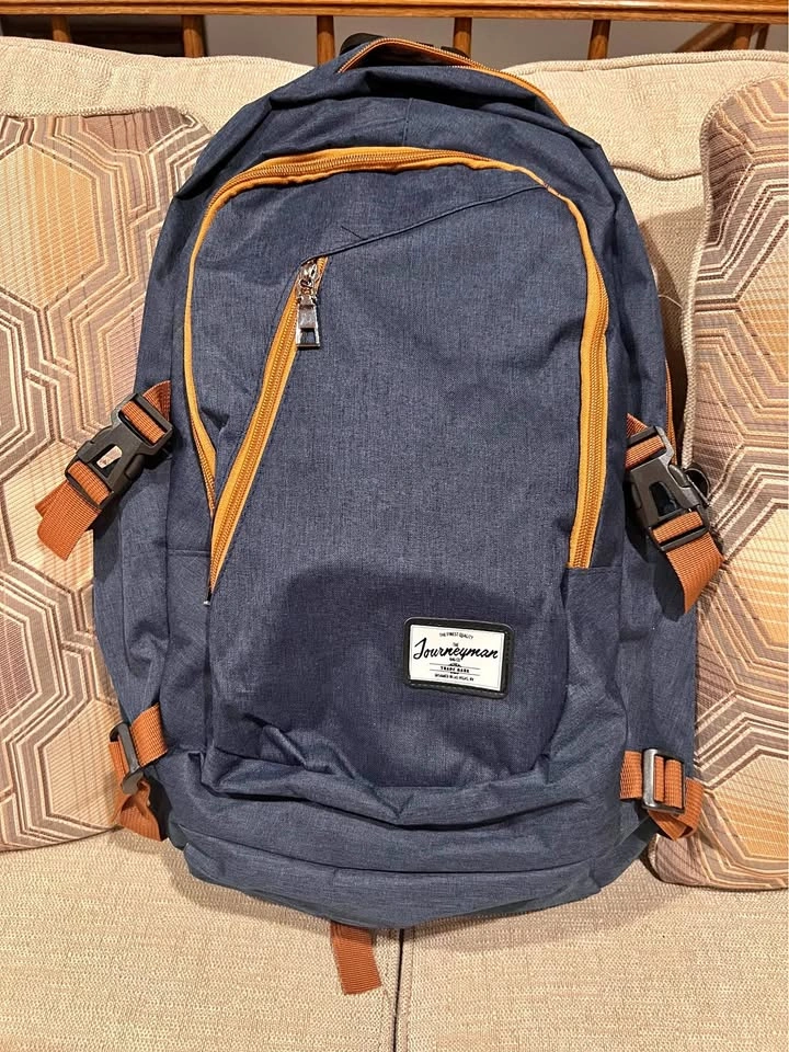 The Journeyman Bag Co. Blue Travel Backpack with Combination Loc