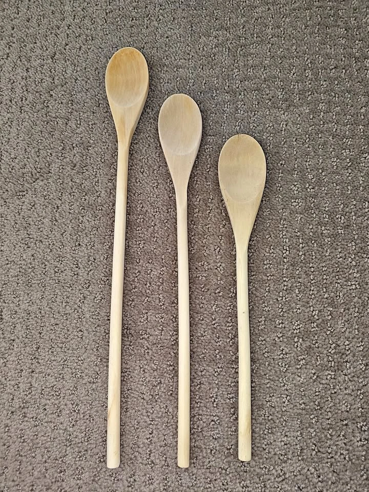 Kitchen Wooden Spoons Utensils - 3 Pieces - 10" to 14"