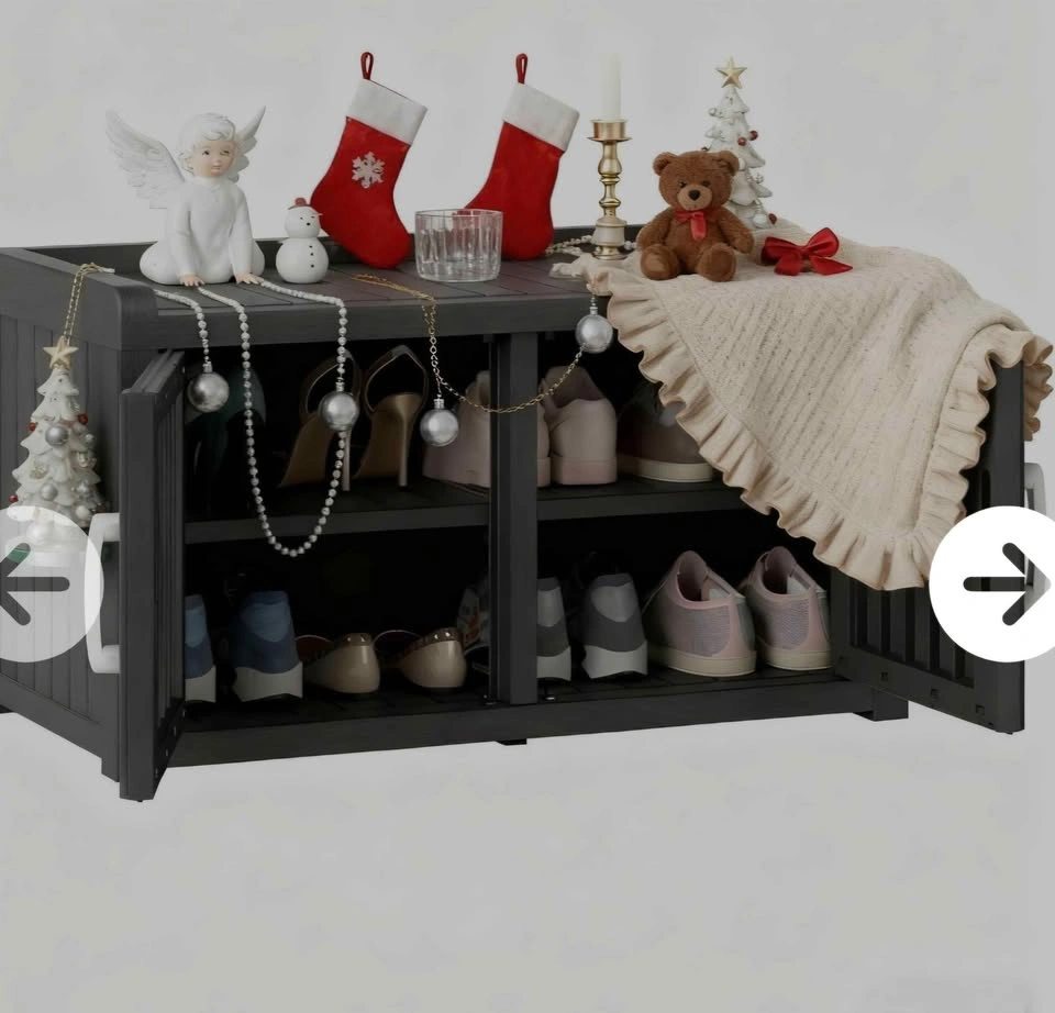 2-Tier Storage Bench, Waterproof UV-Resistant Indoor/Outdoor - photo 5