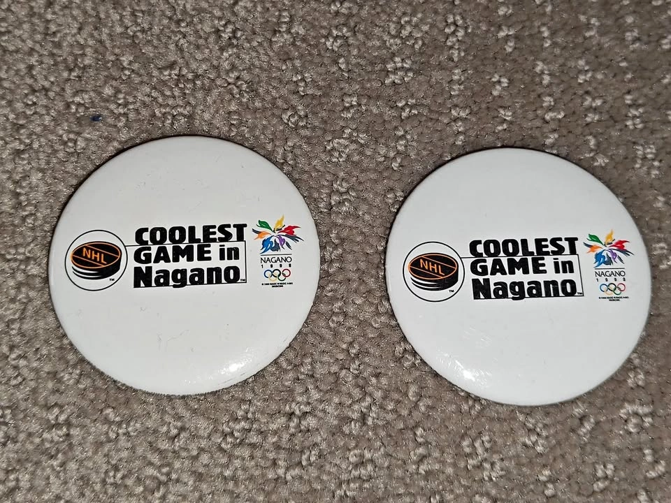 98 NHL Hockey Coolest Game in Nagano Olympics Button Pinback Pin