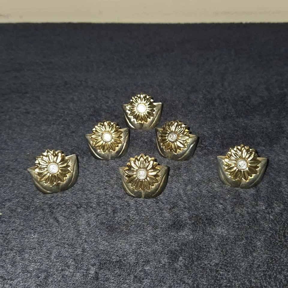🌻 Vintage Heavy Mixed-Metal Sunflower Place-Card Holder - photo 2