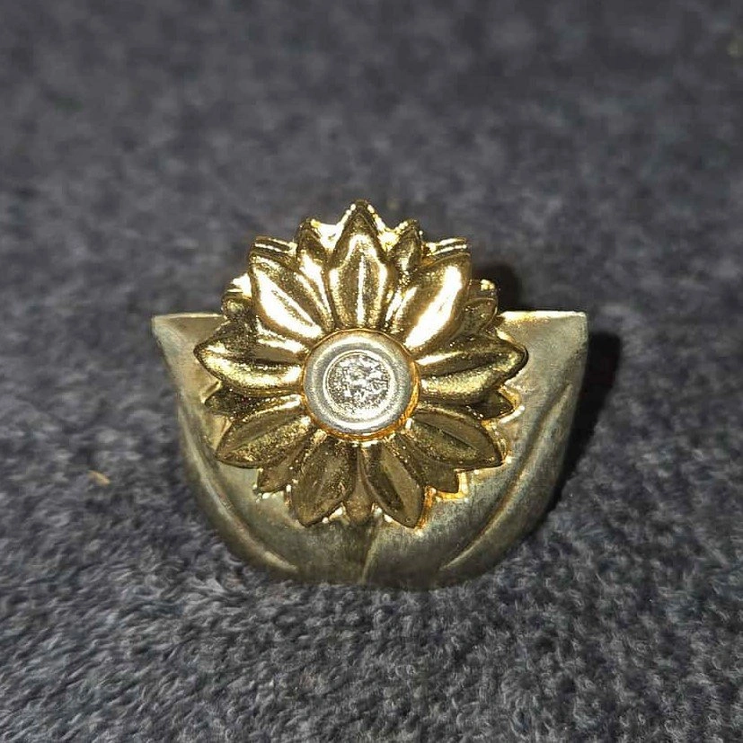 🌻 Vintage Heavy Mixed-Metal Sunflower Place-Card Holder - photo 4