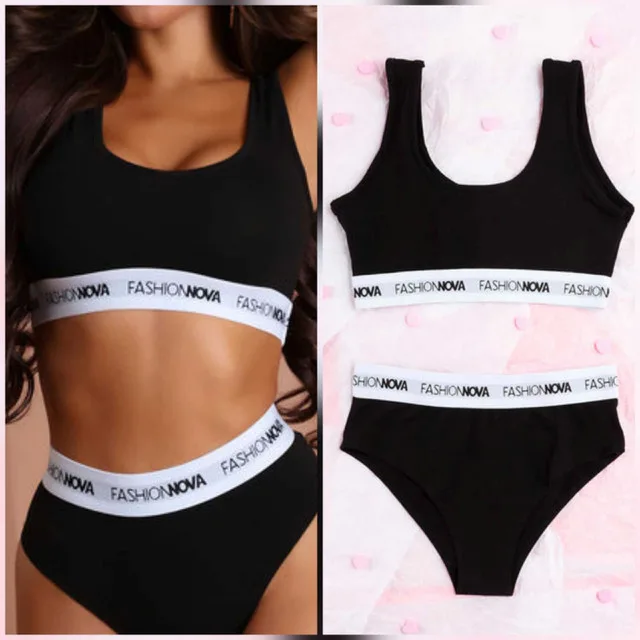 Brand New Black and White Fashion Nova Bralette & Panty Set thumbnail