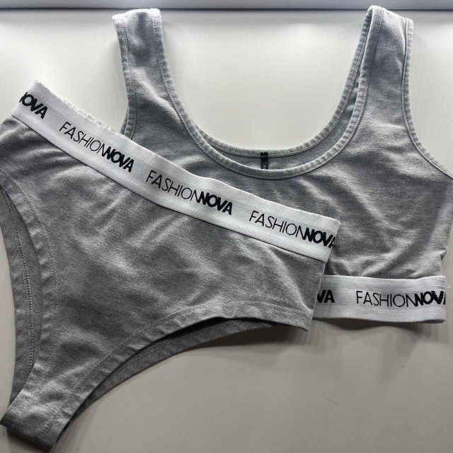 Brand New Light Grey Fashion Nova Bralette & Panty Set