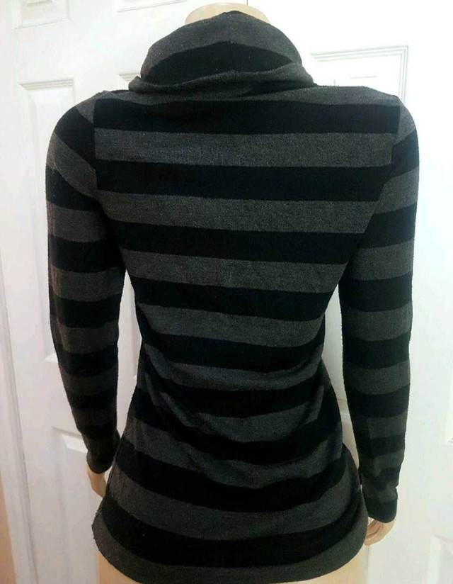 Womens Striped Cowl Neck Sweater - photo 2